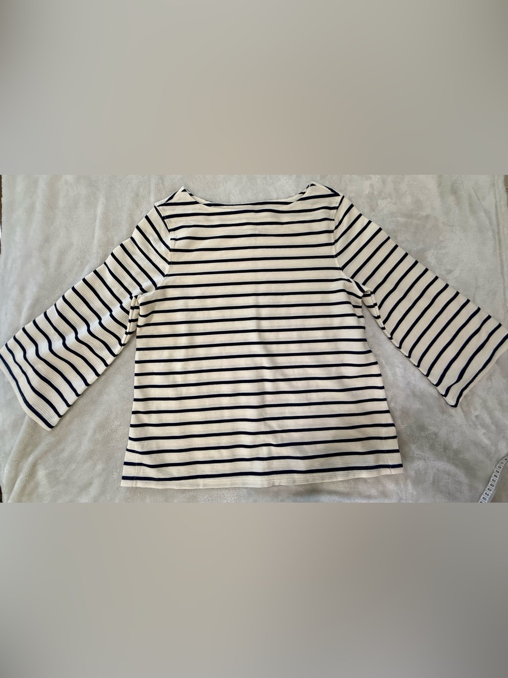 Old Navy Striped Boatneck White and Navy Bell Sleeve Top- size M